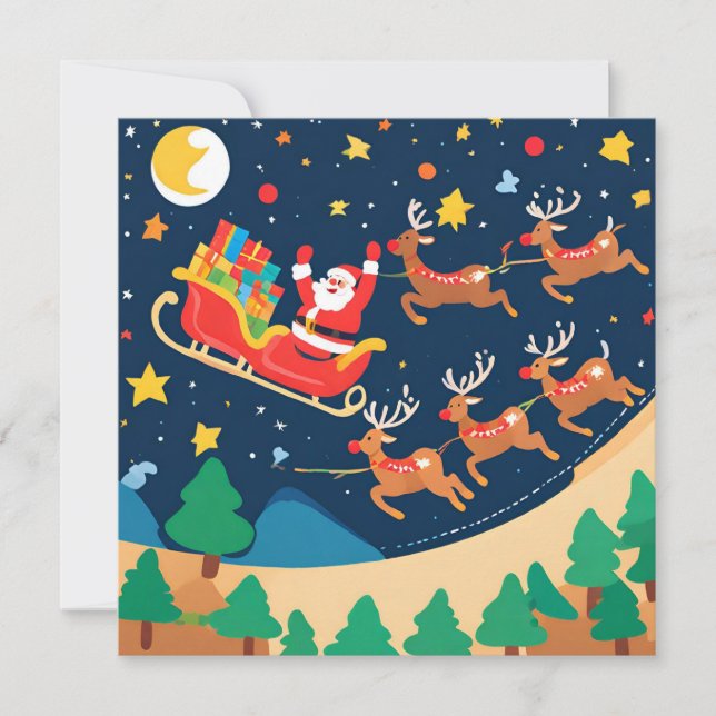 Noël Père Noël Reindeer Arrive En Ville (Devant)