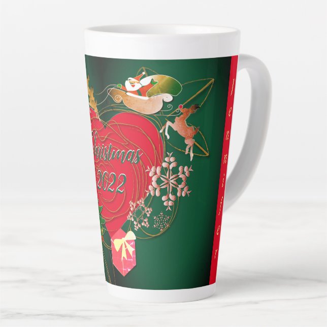 Noël Père Noël Reindeer Latte Mug (Angle droit)