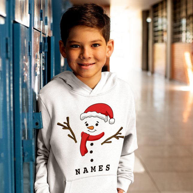 Noël personnalisé Funny Snowman Kid Boy (Personalized Christmas Funny Snowman Kid Boy Hoodie)