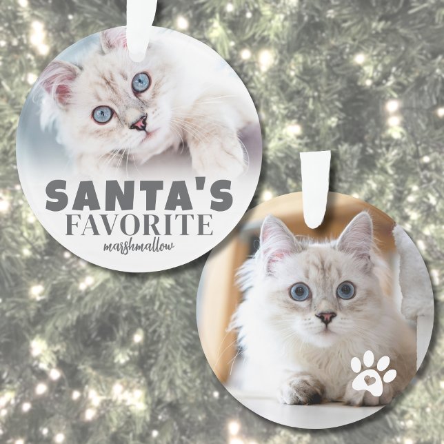 Noël Photo de Chien Drôle Personnalisé (Santa's Favorite Cat Photo Christmas Ornament )
