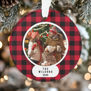 Noël Photo en Plaid Buffalo Rouge et Noir