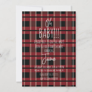 Noël Plaid Stripes Baby shower Invitation