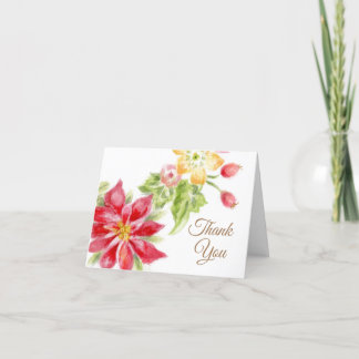 Noël Poinsettia Carte de remerciements