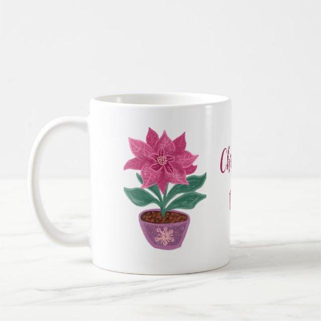 Noël Poinsettia en pot de fleurs Mug (Gauche)