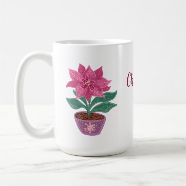 Noël Poinsettia en pot de fleurs Mug (Gauche)