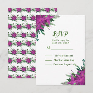 Noël Poinsettia fleurs pourpre mariage RSVP