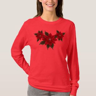 Noël Poinsettia Hanes Deep Red LS T-shirt