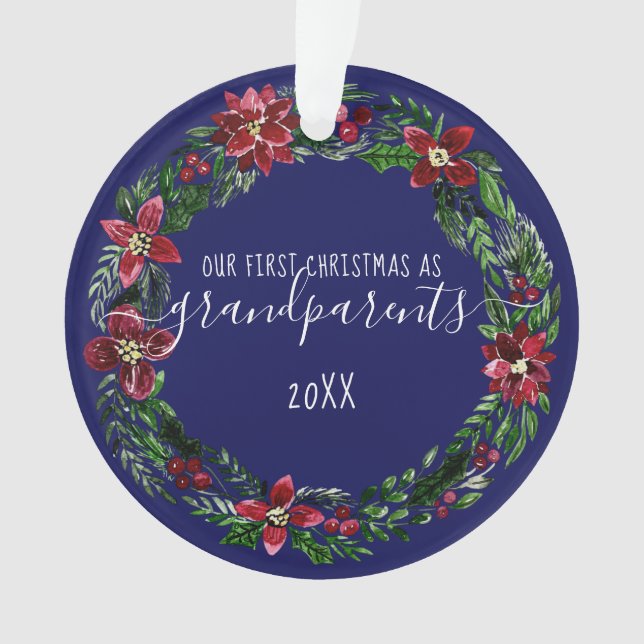 Noël Poinsettia Wreath Grand-parents Photo (devant)