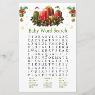 Noël présente Baby shower Word Search Jeu
