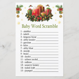 Noël présente Baby word scramble jeu