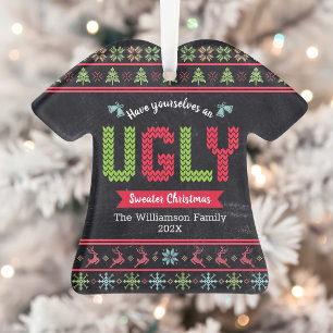 Noël Pull Ugly Tricot Nordique Nom Tableau Noir