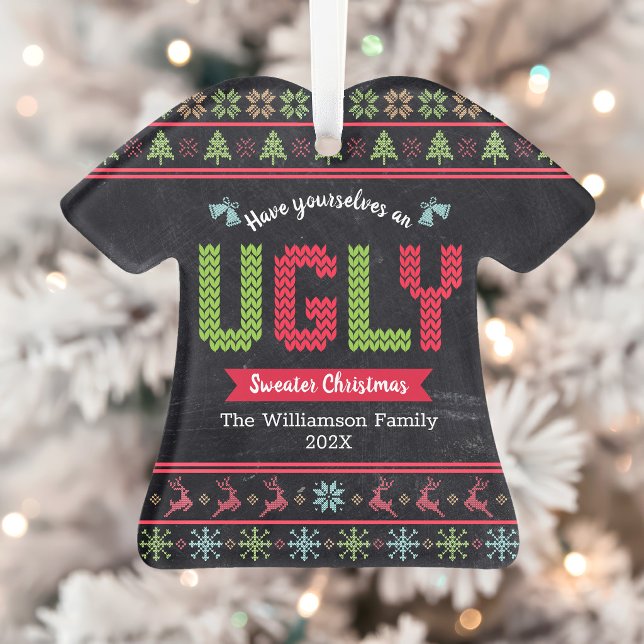 Noël Pull Ugly Tricot Nordique Nom Tableau Noir (Créateur téléchargé)