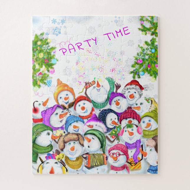 Noël Puzzle cadeau Happy Snowmans Party (Vertical)
