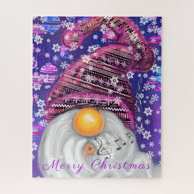 Noël Puzzle Cadeau Heureux Gnome En Casquette Viol (Vertical)