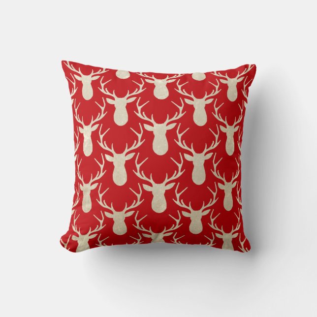 Noël Red Deer Russe Coussin de bois (Recto)