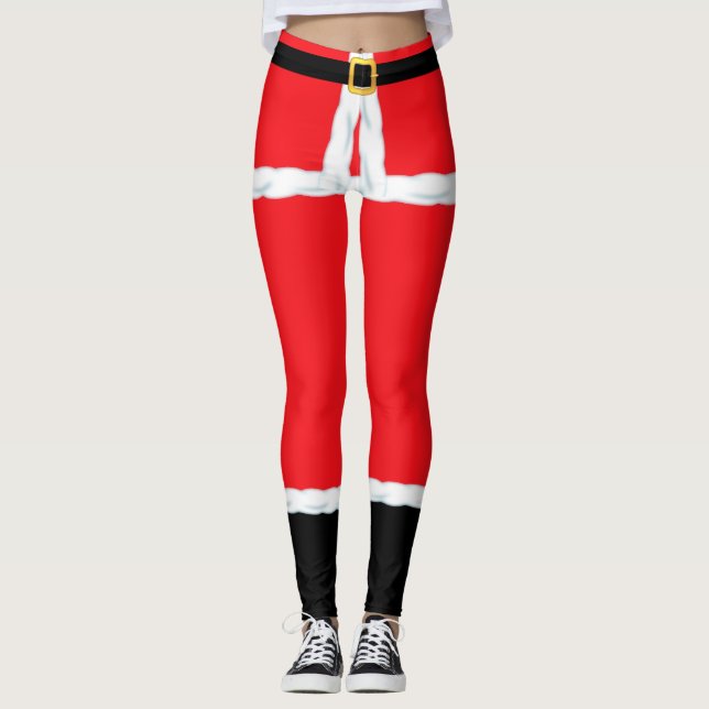 Noël Red Elf Santa Claus leggings (Devant)