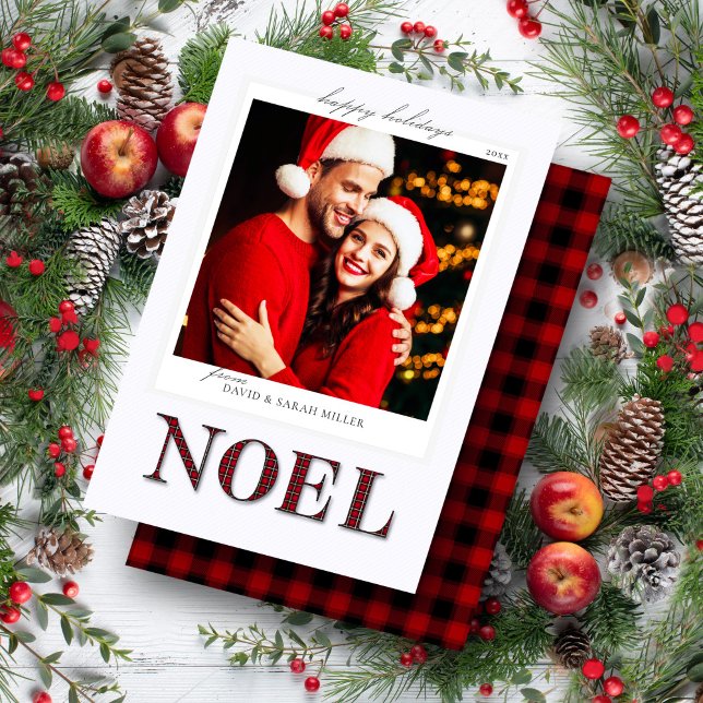 Noel Red Plaid Carte de Noël Motif (Créateur téléchargé)