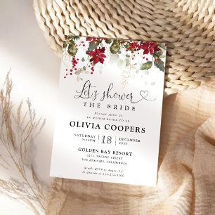 Noël Red Poinsettia nuptiale douche Invitation