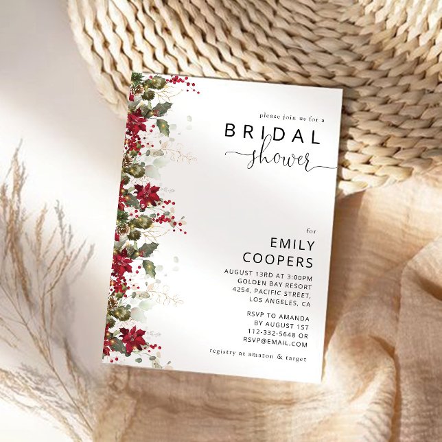 Noël Red Poinsettia nuptiale douche Invitation (Créateur téléchargé)