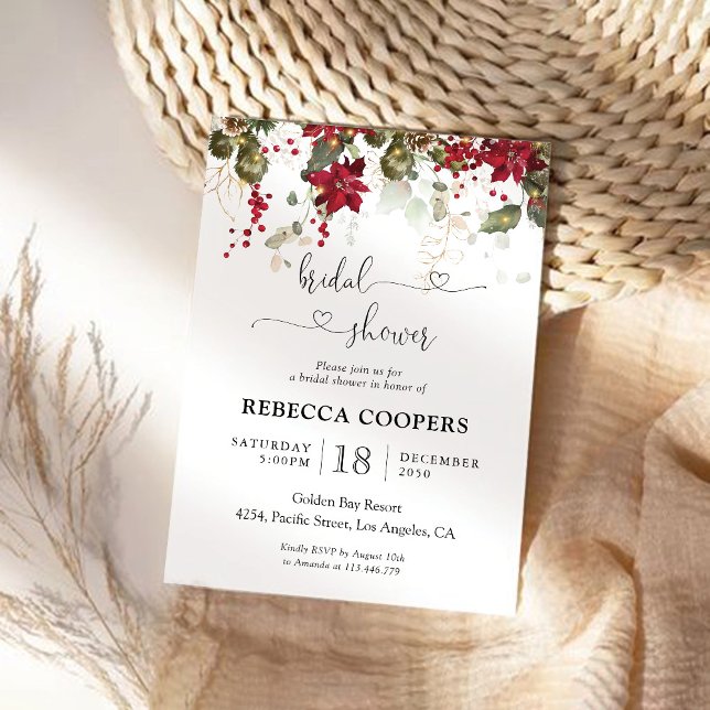 Noël Red Poinsettia nuptiale douche Invitation (Créateur téléchargé)