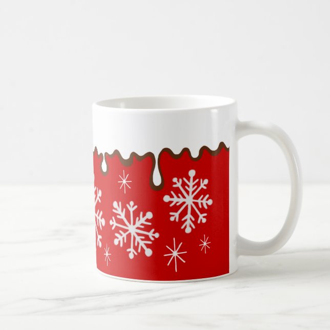 Noël Red Snowflakes Gite café Mug Cadeau (Droite)