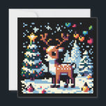 Noël Reinder Winter Wonderland Pixel Art<br><div class="desc">Adorable renne d'art pixel,  sapin de Noël sur une nuit enneigée.</div>