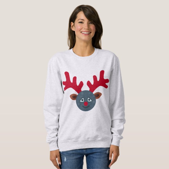 noël renne lune emoji femmes sweatshirt (Devant entier)