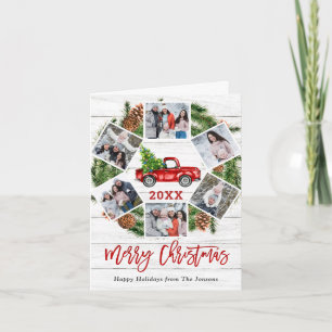 Noël Rétro Camion de la ferme rouge Carte photo de