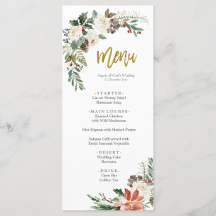 Noël Romantique Rustique Mariage d'hiver Menu