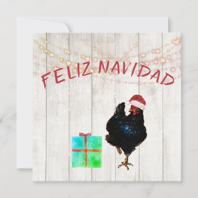 Noël Rooster de poulet de Noël Espagnol Salutation (Devant)