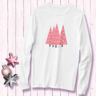 Noël rose moderne Monogram T-Shirt
