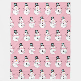 Noël rose Snowman Grosse couverture en polaire