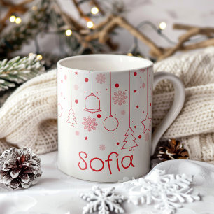 Noël rouge Boule étoile décor nom Mug classique