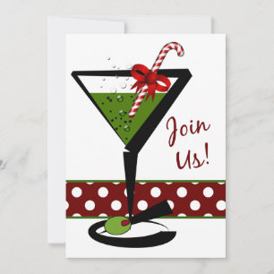 Noël rouge Cocktails party Invitation