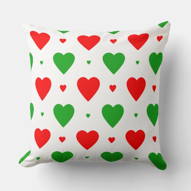 Noël Rouge Coeur Vert Motif Jeu Oreiller (Recto)