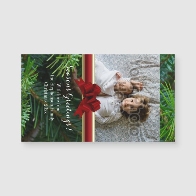 Noël rouge d'arc d'or élégant de pin (Devant)