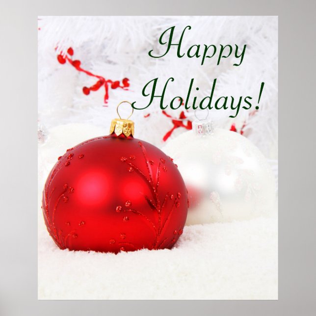 Noël Rouge Et Blanc Joyeux Vacances V Poster (Devant)