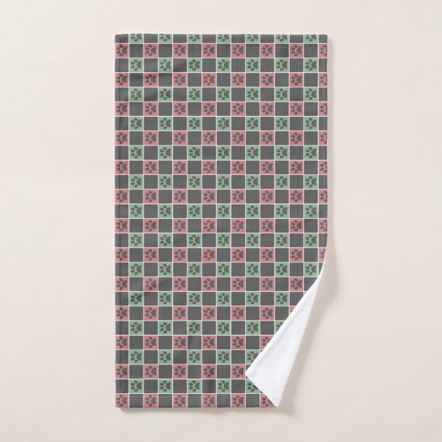 Noël rouge et vert motif Empreinte de patte à thèm (Serviette à main)