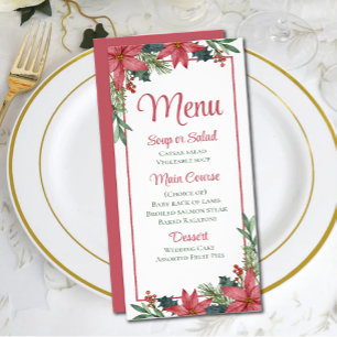 Noël Rouge Floral Poinsettia Menu Mariage