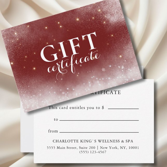 NOËL ROUGE, HIVER, CERTIFICAT CADEAU D'AFFAIRES (RED CHRISTMAS, WINTER, BUSINESS GIFT CERTIFICATE)