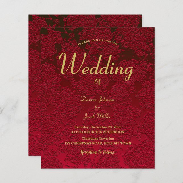 Noël Rouge or Élégant budget floral moderne (Devant / Derrière)