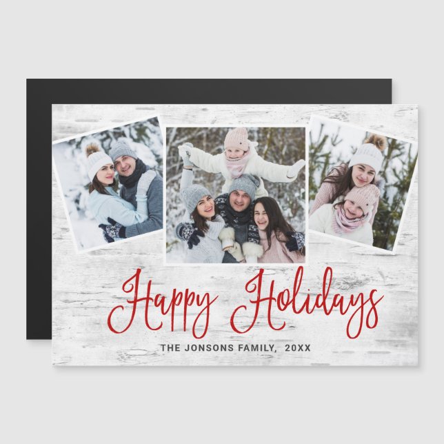 Noël Rustique écorce à bouleau 3 PHOTO Carte magné (Devant / Derrière)