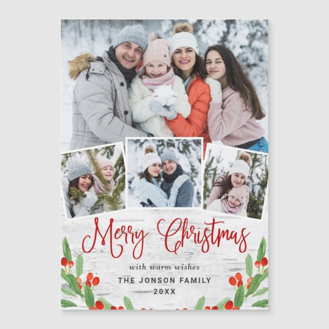 Noël Rustique écorce à bouleau 4 PHOTO Carte magné (Devant)