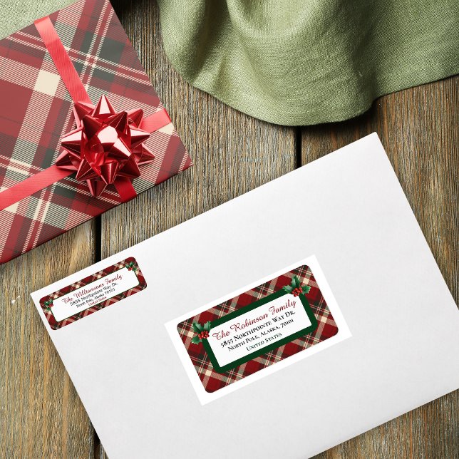 Noël rustique étiquette d'adresse à carreaux tarta (Créateur téléchargé)