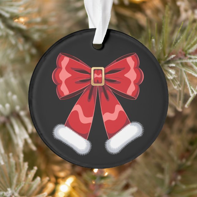 Noël Santa Ceinture Nœud Rouge Fourrure Ornement X (Arbre)
