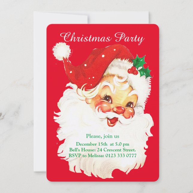 Noël Santa Claus & Cute Elf Party Invitation (Devant)