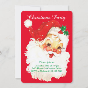 Noël Santa Claus & Cute Elf Party Invitation