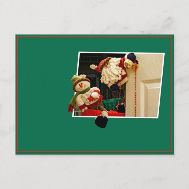 Noël Santa Claus et Snowman Carte postale (Devant)