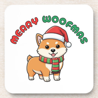 Noël Shiba Inu Dessous de verre : Joyeux Woofmas