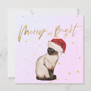 Noël Siamese Chat Père Noël Joyeux voeux